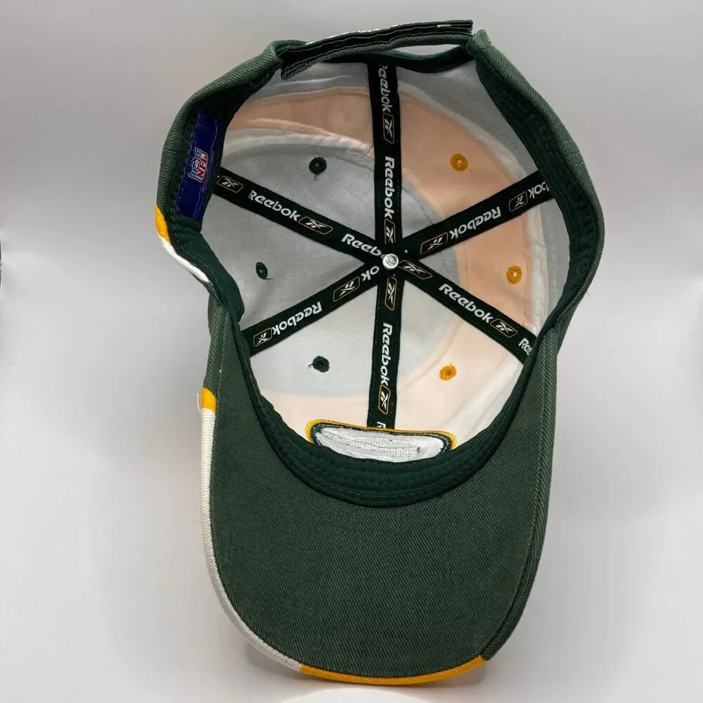 Green Bay Packers Reebok Strap Back Hat G Logo Yellow Green White NFL Football